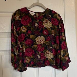 Vintage Liz Claiborne Floral Cropped Blouse